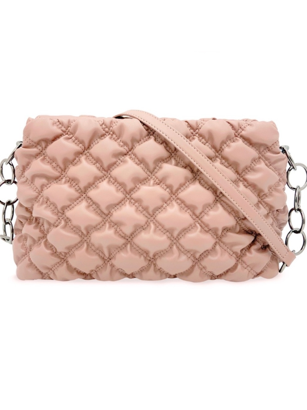 ✨ NWT Gilda Paris Waffle Quilted Studded Handbag - Blush Pink ✨ - Picture 2 of 3